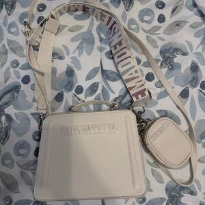 STEVE MADDEN BEVELYN SATCHEL CROSSBODY BAG W POUCH IVORY NWOT